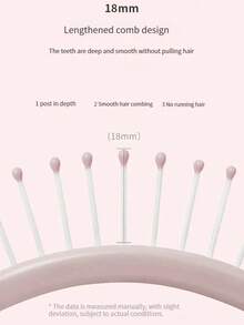 1/2pcs Pink Large Tooth Comb, Hair Curling Brush, Backcombing Volumizing Styling Tool, Air Cushion Massage Brush, Anti-Hair Loss, Suitable For All Hair Types, Long Thick Curly Natural Hair - Multicolor - View 6
