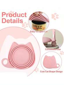 Juego de tapa de lata y cuchara de silicona para mascotas 3 en 1, tapa de lata con orejas de gato y cuchara de alimentación, sellador de lata con orejas de gato y abridor de latas con cuchara, tapa de almacenamiento de alimentos universal para gatos y perros (1 tapa + 1 cuchara) - Tapa y cuchara de sellado - Ver 4