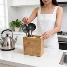 Giá đựng dụng cụ nấu ăn bằng tre có thể mở rộng | Giá đựng dụng cụ nhà bếp | Giá đựng thìa, muỗng bằng tre tự nhiên | Giá đựng đồ dùng trên mặt bàn bếp - Xem 5