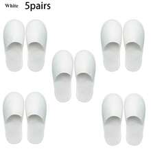 12只装一次性白色家居拖鞋，男女通用SPA拖鞋，酒店大宗拖鞋，适合客人使用，防滑鞋底，闭趾设计，毛绒绒的客用拖鞋，无需电源，适用于浴室、婚礼、居家无鞋保暖、闺蜜节、狗狗、嘉年华、派对装饰、鞋子、春夏精选、伴娘礼物、房间、卧室装饰、海滩、旅行、男士、女士、度假、可爱小物、母亲节礼物、卧室装饰、花园、厨房装饰、夏季、海滩、旅行必备、房间装饰、软萌、毕业季 - 白色 - 查看 12