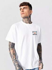 2026 Summer Men's T-Shirt, Men's Casual Crew Neck Short Sleeved T-Shirt With Elegant And Luxurious "RHUDE ASPEN"  - Themed Camisas Para Hombre - 白色 - 查看 2