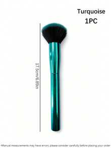 1pc Blue-To-Green Ombre Powder Brush - Featuring Premium, Soft Synthetic Fibers, This Large, Fluffy Face Brush Is Ideal For Applying Blush, Contour Powder, And Setting Powder. - Multicolor - View 10