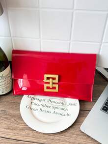 Casual Clutch Bag, New Design Niche Fashion Minimalist Envelope Bag For Women - Red - View 7