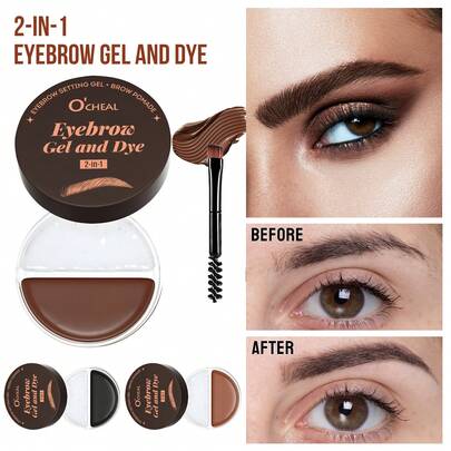 Gel para cejas tintado, kit de tinte para cejas de color marrón claro resistente al agua, de larga duración y a prueba de manchas y transferencia, máscara de cejas natural que rellena y da forma a las cejas