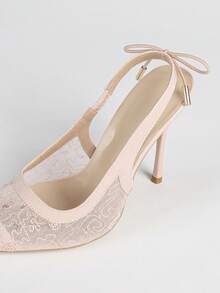 Tocuri înalte cu vârf ascuțit, elegante, minimaliste, roz deschis, din dantelă, elegante, sexy, pentru petrecere, versatile, cu goluri - Baby Pink - Vizualizare 3