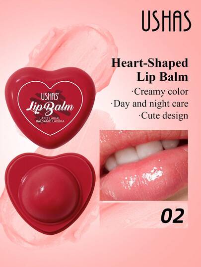 USHAS 润色唇膏，持久保湿，防止嘴唇干裂，不沾杯，心形设计，使用方便，多功能润色唇膏，适合所有肤质