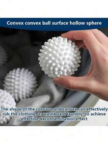 Bộ 3/6 quả cầu sấy khô bằng len tái sử dụng - Dùng cho máy giặt và vải gia dụng, có thể thay thế nước xả vải, giảm nhăn và tĩnh điện. - Trắng - Xem 11