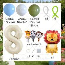 43 Pieces, Including 32-Inch Off-White Digital Numbers, Mini Giraffes, Zebras, Monkeys, And Large Lions, Suitable For Birthday Party Decorations For Ages 1–9, Baby Shower Decorations, Anniversary Decorations, And Photo Props, - View 9
