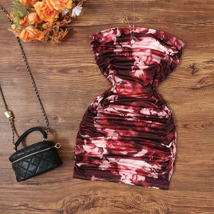 Đầm hai dây dệt kim xếp ly cao cấp dành cho nữ, kiểu dáng thanh lịch, thoải mái, ôm sát cơ thể, gợi cảm, thích hợp cho buổi hẹn hò tối, tiệc tùng, mùa xuân/hè. - Màu Đỏ Sâu - Xem 1