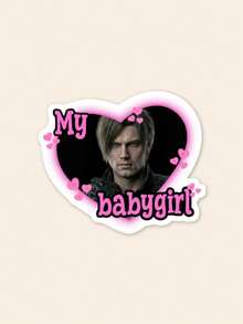 Hình dán Leon Kennedy "My Babygirl", decal vinyl game, hình dán meme Leon S. Kennedy trái tim màu hồng hài hước từ RE4 Remake, decal chống thấm nước cho máy chơi game, laptop, bình nước. - Nhiều màu - Xem 1