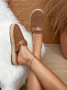 女士搭扣设计休闲百搭平底鞋，适合海滩度假、旅行、日常穿着、办公通勤。 - 駝色 - 查看 5