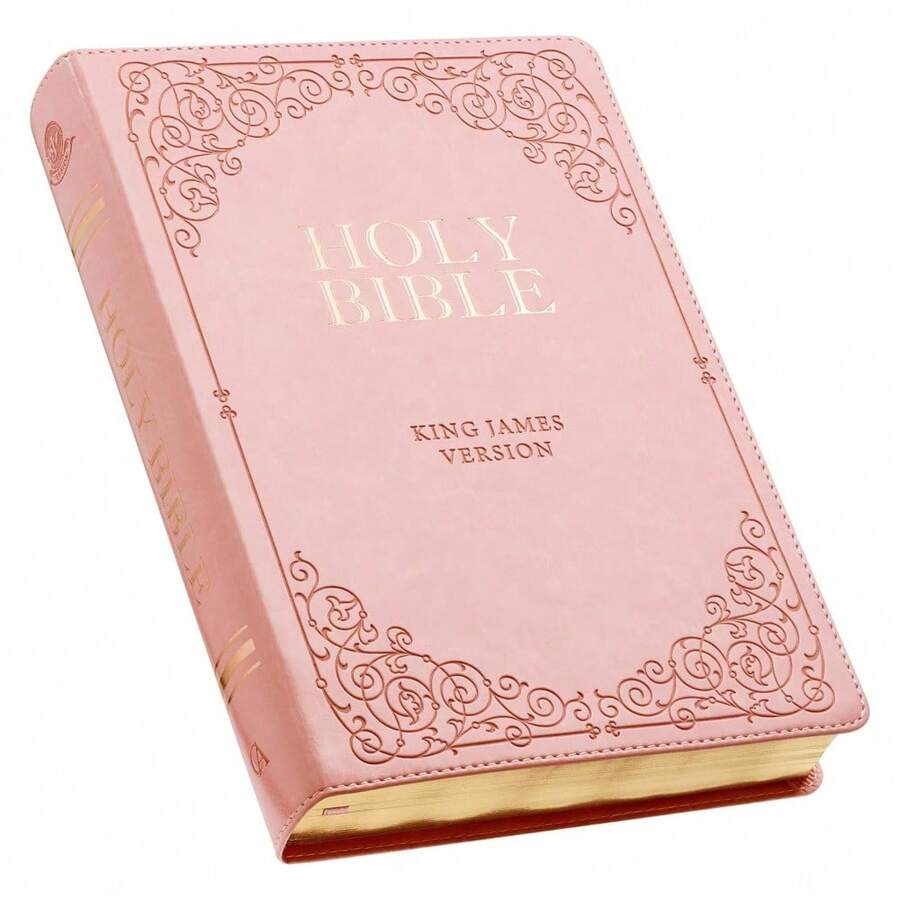 KJV Holy Bible, Giant Print Full-Size Faux Leather Red Letter Edition - Thumb Index & Ribbon Marker, King James Version, Pink (KJV Full Size GP Editions) - 預設 - 查看 1