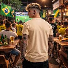 Unisex Printed T-Shirt Brazil World Cup 2026 Here Is Brazil 100% Premium Cotton Streetwear T-Shirt World Cup Oversized Casual Shirt Brazilian Fans Road To The Hexa - 奶油色 - 查看 2