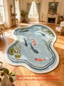 1pc Luxury Fish Pond Koi Fish Rug - Large Carpet Suitable For /Outdoor Use, & Anti-Slip Backing, Machine Washable Soft Floor Mat For Living Room, Bedroom, - Jumbo Size Carpet,Mother's Day - 01 - 查看 1