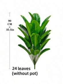 1件/3件 大號人造棕櫚植物，植物排列與天然植物相似，45英吋高人造香蕉樹，24片葉子，逼真塑料寬葉植物裝飾，人造植物 - 軍綠色 - 查看 5