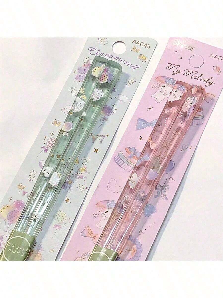 SANRIO 三丽鸥可爱卡通亚克力筷子 1双/2双 大耳朵狗旋律可爱卡通筷子 情侣筷子 透明便携筷子 礼品筷子 筷子 中式婚礼筷子礼盒套装 盒装筷子 筷子助手 折叠筷子 旅行筷子 情侣礼物 三丽鸥设计 可爱筷子 光滑表面 卫生筷子 可重复使用筷子 情侣礼物 美食爱好者 - 查看 1