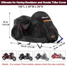 [Best Sell]Trike Motorcycle Cover Waterproof Outdoor Storage Cover For 3-Wheel Motorcycles Heavy Duty 420D Oxford Fabric Shelter With Zipper For Antenna Rain Snow Protection - Richer-104"x66"x45" - View 7