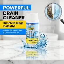 110g Powerful Drain Cleaner Powder, Sink & Toilet Pipe Unclogger, Fast Foaming Drain Clog Remover For Kitchen, Bathroom, Shower & Floor Drains - 110g - View 8