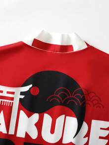 Áo choàng tay lửng kiểu Miko Nhật Bản Âm Dương Thái Cực Quyền, áo khoác cardigan rộng rãi chống nắng, áo khoác ngoài thường ngày unisex. - Đỏ - Xem 6