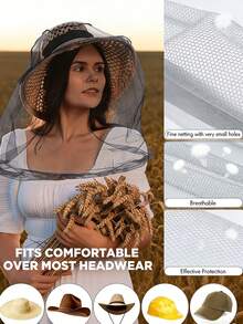 3pcs Anti-Mosquito Head Net, Outdoor Fine Mesh Bug Face Cover, Breathable Insect Protection For Fishing, Hiking, Camping, Gardening, Fits Most Hats, Unisex - A - View 5