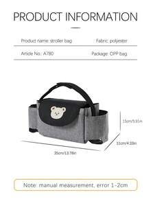 1pc Baby Stroller Diaper Bag, Baby Accessories, Baby Changing Pad, Baby Pouch, Baby Toiletry Bag, Baby Storage Basket, Baby Organizer, Baby Stroller Accessories, Baby Storage Box, Newborn Supplies, Newborn Gift, Kids Lunch Box, Kids Bag, Baby Stroller Bag, Baby Stroller Pocket, Baby Stroller Hanging Hook, Baby Stroller Pocket For Girls & Boys - 彩色 - 查看 2