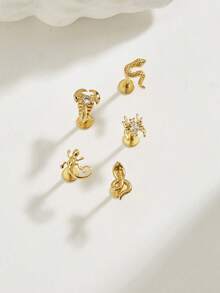 1 pièce Boucles d'oreilles à clous délicates et à la mode avec motif animal, convient pour le port quotidien des femmes - Multicolore - Voir 1