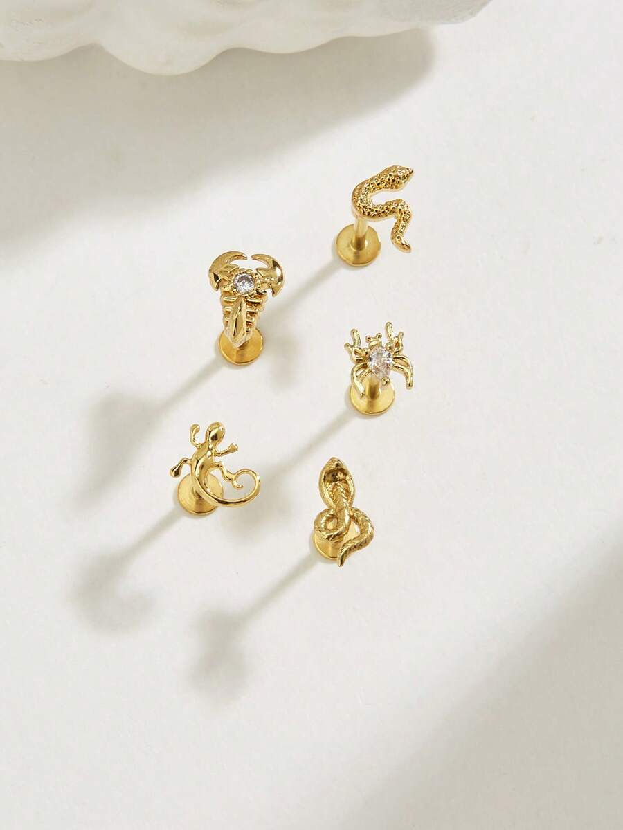 1 pièce Boucles d'oreilles à clous délicates et à la mode avec motif animal, convient pour le port quotidien des femmes - Multicolore - Voir 1