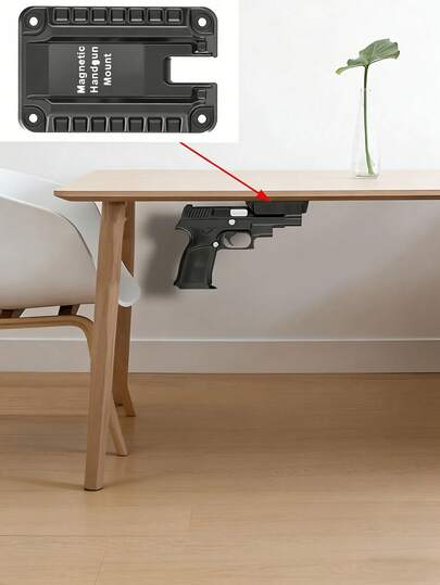 快速拔取磁性枪套 - 隐蔽式安装，适用于手枪、步枪及其他枪支 - 黑色，左右手通用设计，安全磁性收纳，适用于汽车、卡车、墙壁、桌面及室内使用，壁挂式枪支 | 耐用聚合物结构