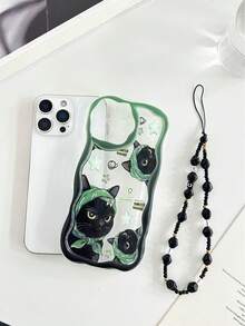 奶油色波浪边亮面猫咪彩绘防摔手机壳，配串珠手链配件，兼容 17 Pro/17 Air/17/17 Pro Max/16/11/16 Pro/16 Plus/16 Pro Max/16 e/15 Pro Max/13/14/12/XS/XR/7G/8P，Galaxy A17/A07/S26/S26 Plus/S26 Ultra/S25/S25 Plus/S25 Ultra/A16/A36，11/12 Pro/12/12 X/13 Pro/14 Pro/15 Pro，10/9/Note9/12c/Note11 Pro/Note8 Pro，国际版，非国内版 - 彩色 - 查看 7