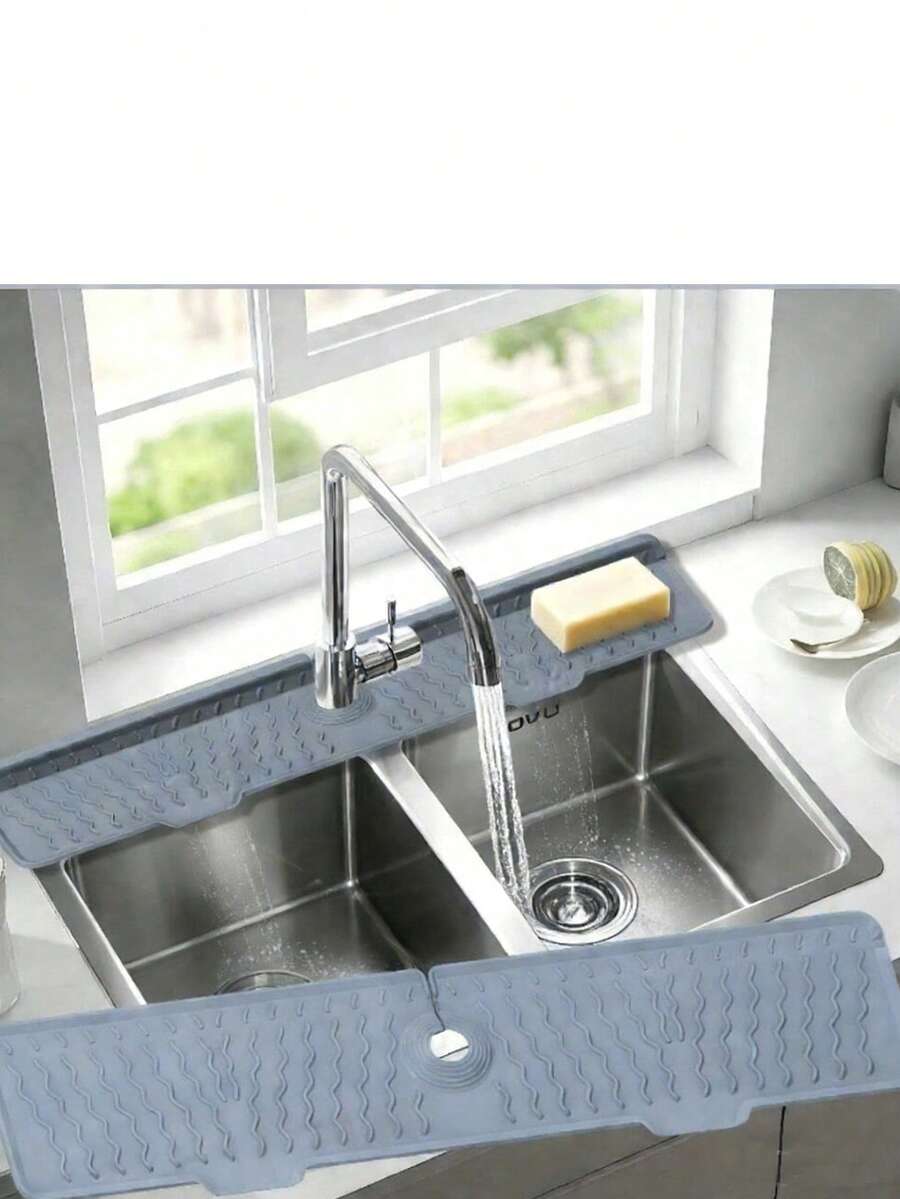 1 Heavy-Duty Non-Slip Sink Mat With 5° Angled Drainage - Foldable Gray Design, Easy-Clean Silicone Material, Suitable For Sinks, Dishwashers, And Washing Machines - Multicolor - View 1