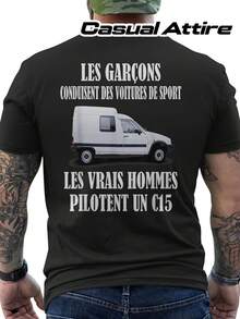 Camiseta Divertida para Hombre con Frase de Conducción Francesa - Diseño Deportivo para Jóvenes Condutores, Estampado en la Espalda con Diseño de Furgoneta Vintage - Camiseta Negra Casual de Manga Corta con Cuello Redondo para Entusiastas de los Coches, Conductores con Humor, Camiseta Coleccionable - Negro - Ver 8