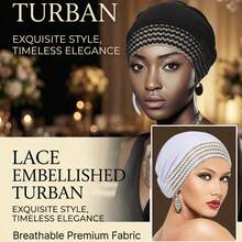 Awegeo 1条女士纯色发带 - 简约、弹力、时尚百搭的休闲头巾 | 柔软、透气、舒适、百搭的日常发帽、睡眠帽、睡帽 - A - 查看 5