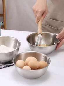 3pcs Stainless Steel Mixing Bowls - Nesting, Dishwasher , Kitchen Prep And Storage Bowls - Silver - View 7