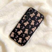 1个创意蝴蝶结泰迪熊直边液态硅胶手机壳，兼容三星Galaxy S26 S25 S24 Ultra S24 Plus S24 FE S23 S22 A55 A54 A53 A52 A50 A30 A42 A35 A34 A33 A25 A24 A20 A30 A15 A17、Smart 8/ Hot 40i/ Spark 20/ Spark 20C/ Spark Go 2024/ Moto G84/ Honor X9b X9A X9D X7B X9C X6A 8X X7 X8 X8C X8B Y9S Y9A Y7P Y7P/1+ - 黑色 - 查看 1