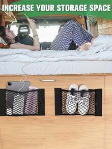Filet de rangement élastique durable avec bandes auto-adhésives, poches de rangement pour sacs poubelle, rangement pour sacs en plastique monté au mur pour porte de placard de cuisine, sacs en maille adhésifs, sacs suspendus grande capacité, convient à tous les véhicules, organisation de véhicule, design élégant, construction robuste, accessoires pour propriétaires de camping-cars, organisation de fret, sacs en maille, design élastique, sacs en maille ajustés, cadeaux pour parents sportifs, fournitures pour propriétaires de camping-cars - multicolore - Voir 7
