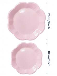 10pcs /20pcs /30pcs 7inch / 9inch Light Pink Party Tableware Set, With Large Lace Paper Plates, Disposable Vertical Striped White Wave-Edge Party Plates, Suitable For Party Table Decorations Men Women - Light Pink - View 2