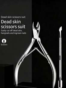 1 Set Stainless Steel Nail Clippers/Stainless Steel Silver Dual-Head Ingrown Toenail Lifter, For Removing Ingrown Nails & Nail Debris, Multi-Function Nail File, Professional Pedicure Tool, Foot Beauty File, Can Be Used To Clean Between Toes - One Size Fits All - View 1