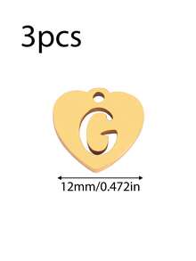 3个/套 心形吊坠 不锈钢英文字母吊坠 A-Z 字母饰品，适用于手工手链、耳环等珠宝制作 - 吊墜 - 查看 14