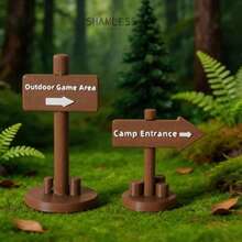 SHAMLESS 1:12 Scale Outdoor Camping Game Road Sign Model, Campsite Entrance/Outdoor Game Area Directional Arrow Sign Pole, Suitable For Dollhouse Outdoor Scene, Mini Camping Decor, DIY Micro Landscape Props - Direction Arrow Post_1pc - View 8
