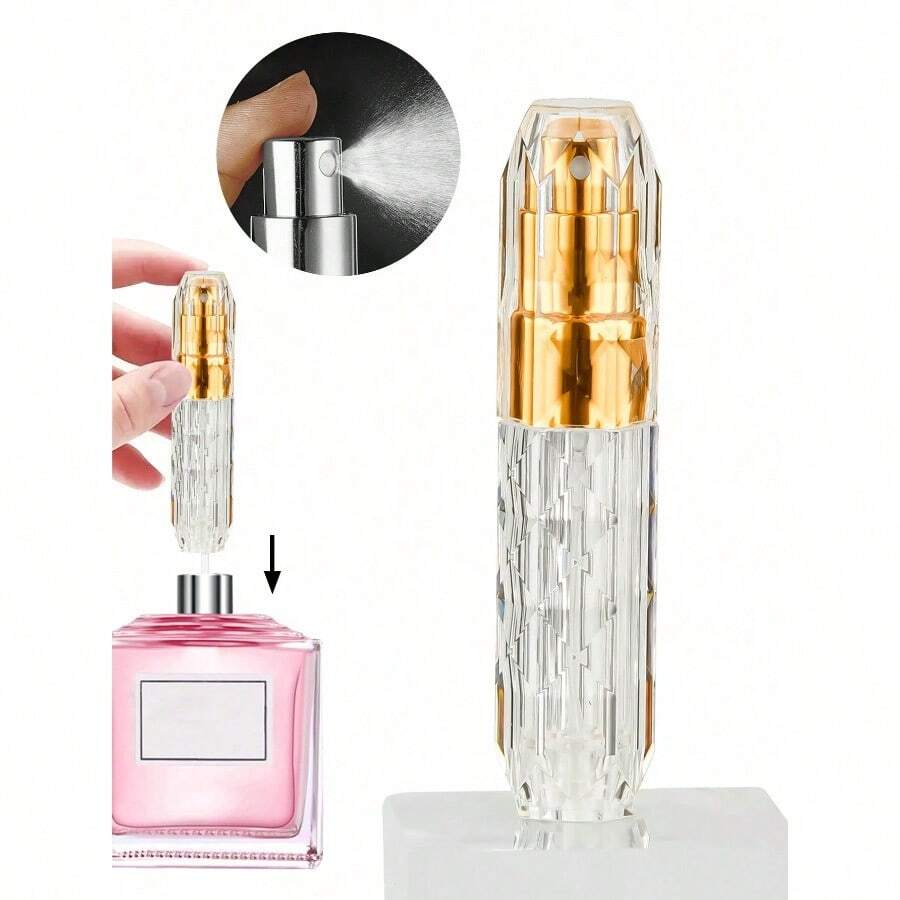 1pc Portable Mini Refillable Perfume Atomizer Bottle Atomizer Travel Size Spray Bottles Accessories 5ml/0.2oz Travel Essentials Travel Organizer For Beach Summer Vacation Back To School Travel Essentials ,Travel Organizer For Beach ,Summer Vacation Back To School School Supplies Holiday Camping Holiday Essentials Perfume For Women Perfume For Men Travel Accessories Travel Must Haves School Accessories Stuff Back To School Supplies - Gold - View 1