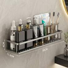 Aluminum Alloy Kitchen/Bathroom/Balcony Storage Rack, Waterproof & Rust-Proof, Bottle & Jar Organizer, Space-Saving, Two Installation Methods, No Drilling Required - A - View 16