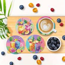 8 Peças Conjunto de Porta-copos de Pintura de Diamante, Superfície de Diamante Brilhante Redonda, Adesivo Resistente com Ferramentas Completas, Fácil para Iniciantes, Artesanato de Alívio de Estresse, Presente de Ano Novo, Dia dos Namorados, Natal, Dia do Professor, Porta-copos Decorativos para Casa para Família, Amigos, Namorada, Professor - Multicolorido - Visão 4