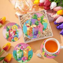 8 Peças Conjunto de Porta-copos de Pintura de Diamante, Superfície de Diamante Brilhante Redonda, Adesivo Resistente com Ferramentas Completas, Fácil para Iniciantes, Artesanato de Alívio de Estresse, Presente de Ano Novo, Dia dos Namorados, Natal, Dia do Professor, Porta-copos Decorativos para Casa para Família, Amigos, Namorada, Professor - Multicolorido - Visão 5