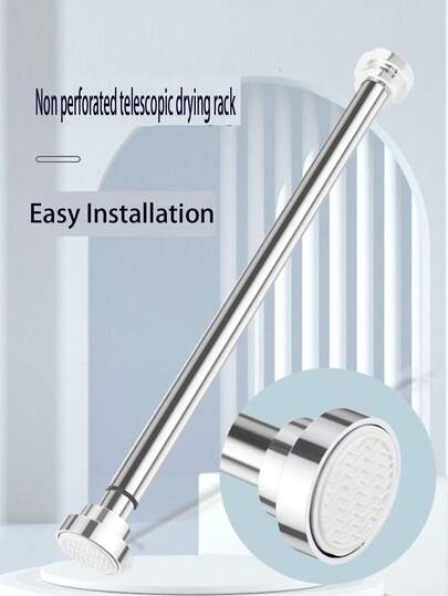 قابل للتعديل من الفولاذ المقاوم للصدأ، ستائر الحمام، النافذة، يشمل 2 حامل، ستائر مثبت على الحائط بقوة، مناسب للحمام والملابس وتركيب الباب بالشد، يمكن تحمل أشياء ثقيلة