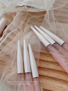 Bút kẻ viền móng nghệ thuật, cán màu hồng khói, cọ nối móng, cọ sơn gel móng tay có nắp đậy, dụng cụ làm móng nghệ thuật - Màu Hồng baby - Xem 3