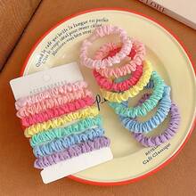 7pcs Rainbow Colorful Small Hair Ties, Sweet Candy Color Small Hair Ties, Simple High Elastic Durable Ponytail Hair Ropes, Essential Hair Accessories For Girls Daily, Vacation, Travel Photography, Back To School Season, Easter Gift Choice - Hair Tie - View 4