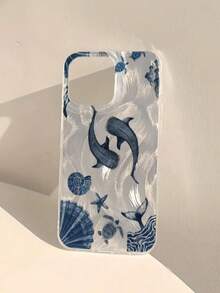 Ocean 1pc Feather, Seashell, Whale Pattern Full Coverage TPU Shockproof Phone Case, Compatible WIth IPhone 16, 15, 14, 13, 12, 11 Pro Max And Series - Multicolor - View 1