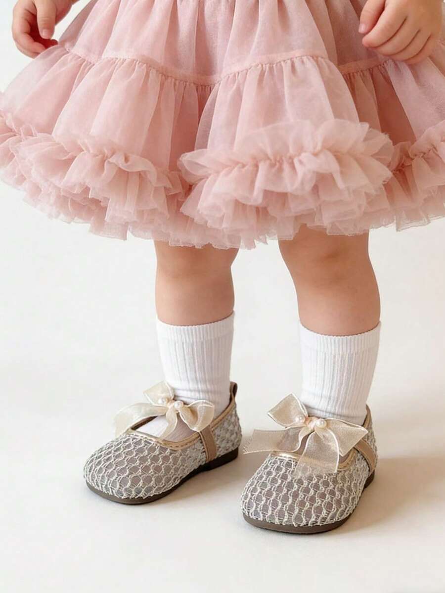 新款时尚公主鞋，女童软底鞋，婴儿单网春夏鞋，可爱透气网面鞋，适合搭配连衣裙 - 香檳色 - 查看 1