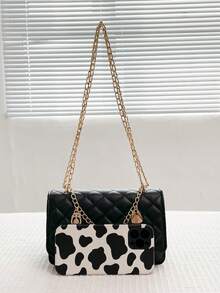 Summer New Versatile Fashion Chain Shoulder Crossbody Square Bag - Black - View 9