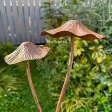 2/3pcs Vintage Rustic Metal Mushroom Garden Decor Set, 40.01cm And 29.01cm Outdoor Rust-Colored Mushroom Signs, Suitable For Cottage Style Yard And Lawn Decor - Perfect Gift For Family, Friends Or Colleagues - One Big and One Small - View 7